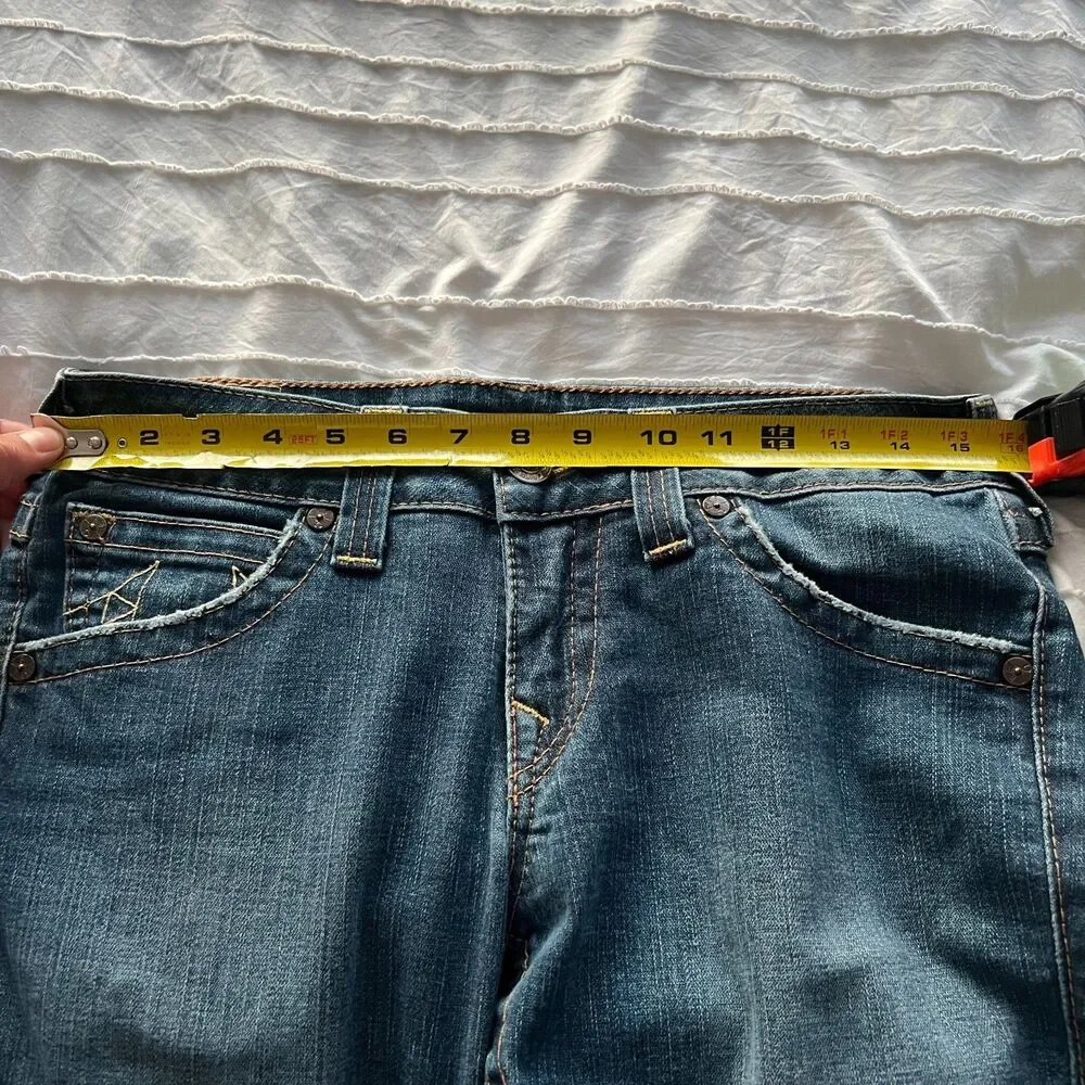 True Religion Jeans Mens 31 Skinny Dark Wash Flap Pocket USA Made Y2K Denim